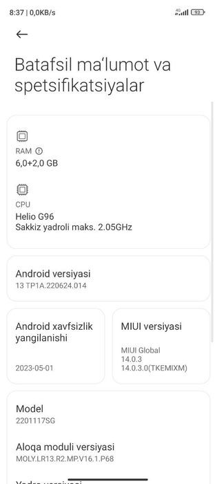 Redmi note 11 s  128 talik 6+2 aybi yuq