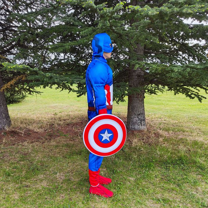 Captain America costum supererou pentru adulți realizat manual / costum cosplay cu mușchi și scut pentru evenimente și petreceri