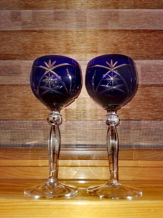 Антикварен сервиз комплект сет за ликьор ръчно шлифован цвят абсент