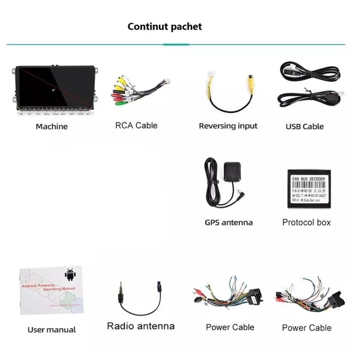 Navigatie android 15, 4GB RAM, golf 5 6 passat polo skoda seat