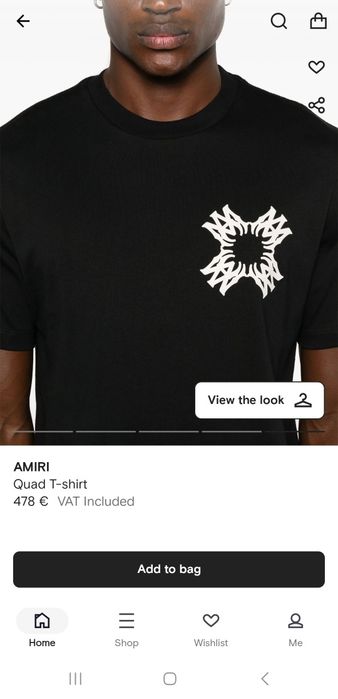 Tricou premium AMIRI   alb negru