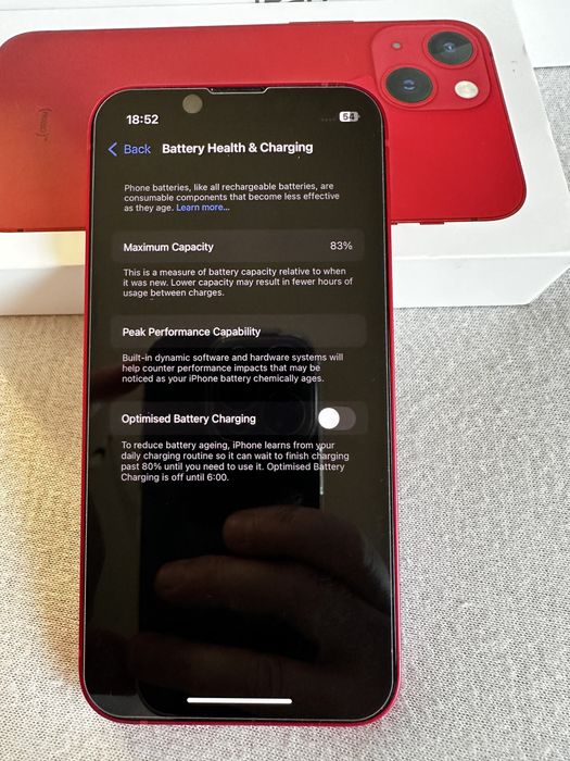 iPhone 13 Mini RED 128GB 83% с нов кабел