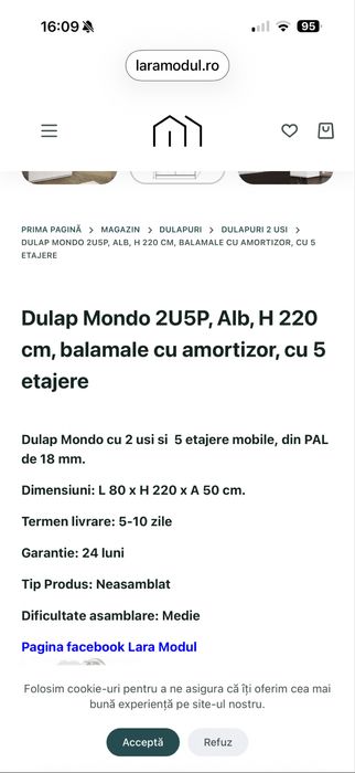 Dulap Mondo 2usi alb