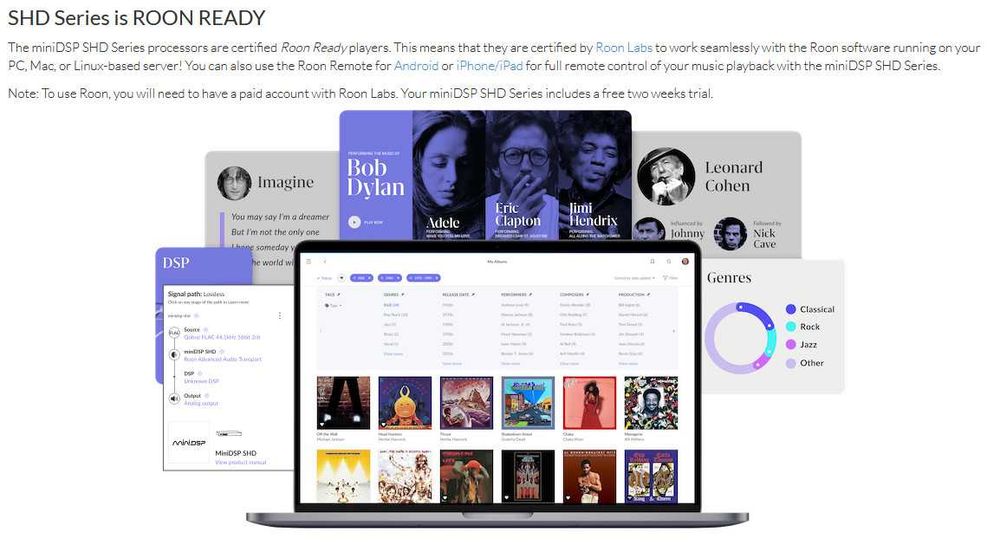 miniDSP SHD studio DSP 2x2CH processor, streamer, DIRAC