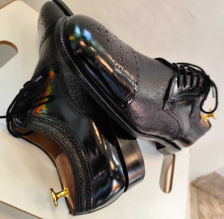 Pantofi de lux 44 44.5 lucrati manual MORESCHI NOI piele naturala moal