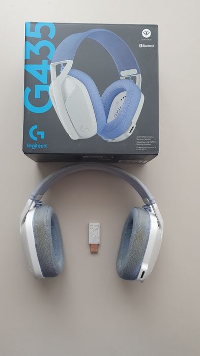 Casti gaming logitech g435 alb+mov
