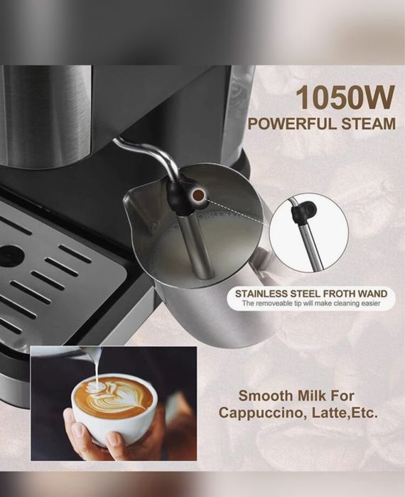 Aparat de cafea premium/Negru Inox