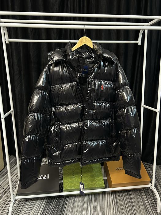 Geacă Polo Ralph Lauren bărbați XXL puffer neagră lucioasă