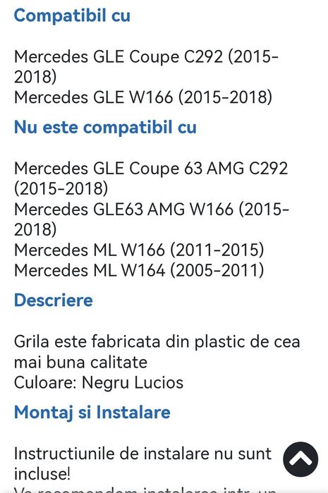 Grila centrala Mercedes-Benz W166