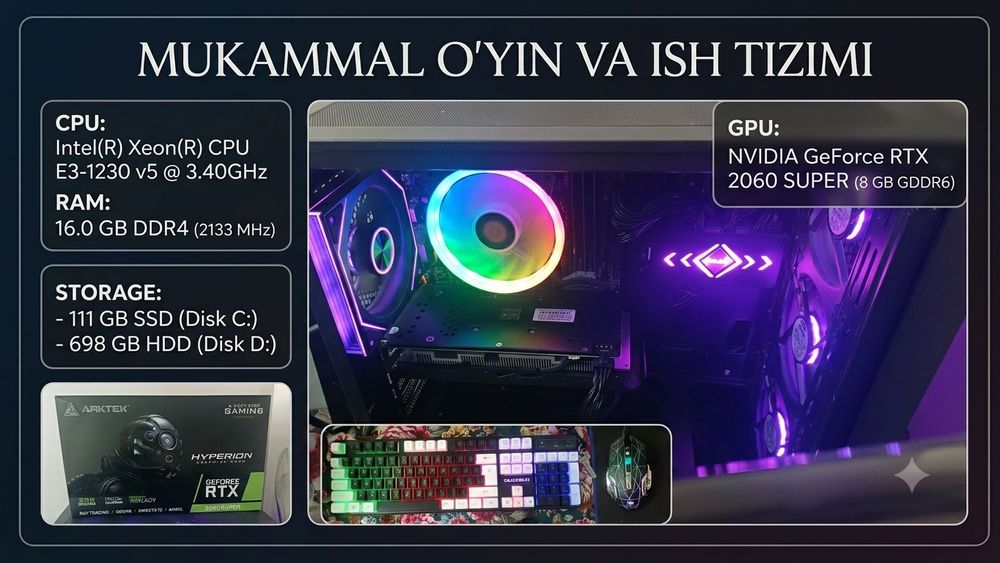 Kompyuter sotiladi oʻyin va ogʻir ishlar uchun