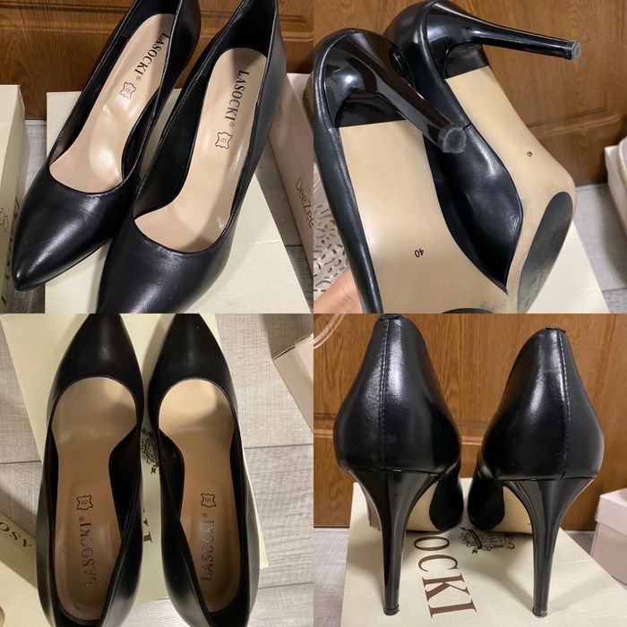 Lasotski обувки естествена кожа на ток, сандали, еспадрили 40 номер