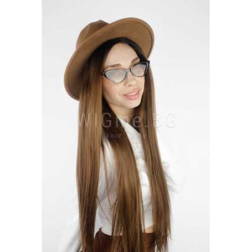 Дълга кестенява перука с черни корени Сидни