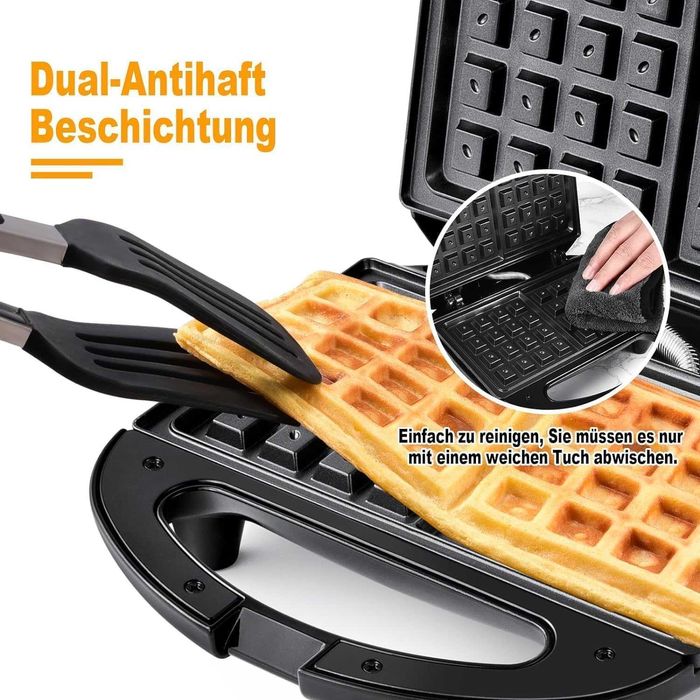 Белгийски гофретник YASHE 750 W, Незалепващо покритие