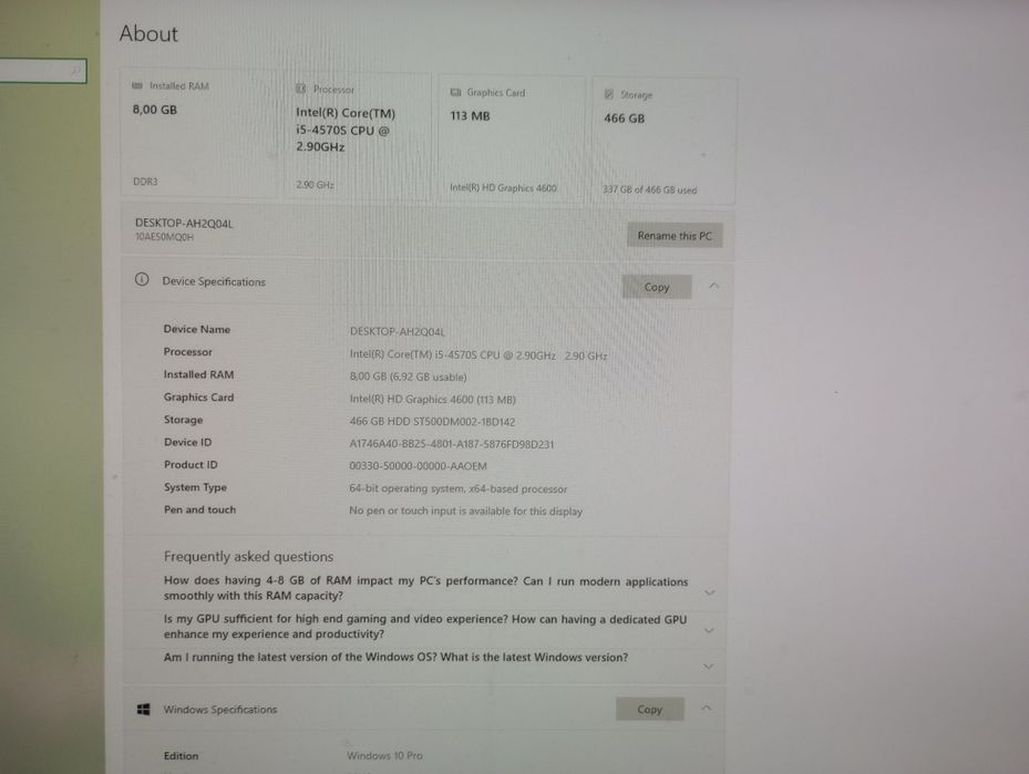 Computer desktop All in one  Lenovo