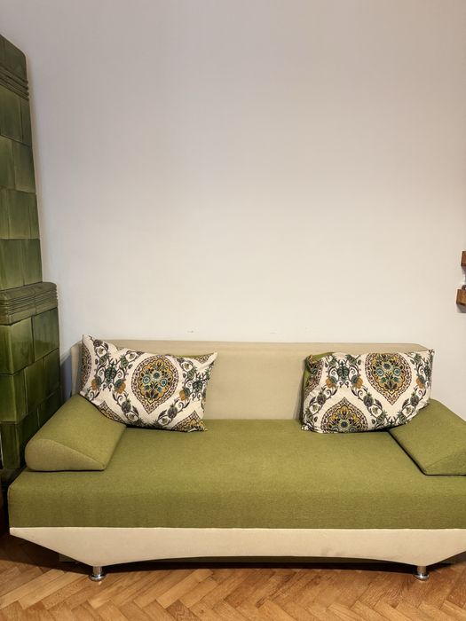 Canapea extensibilă verde & crem