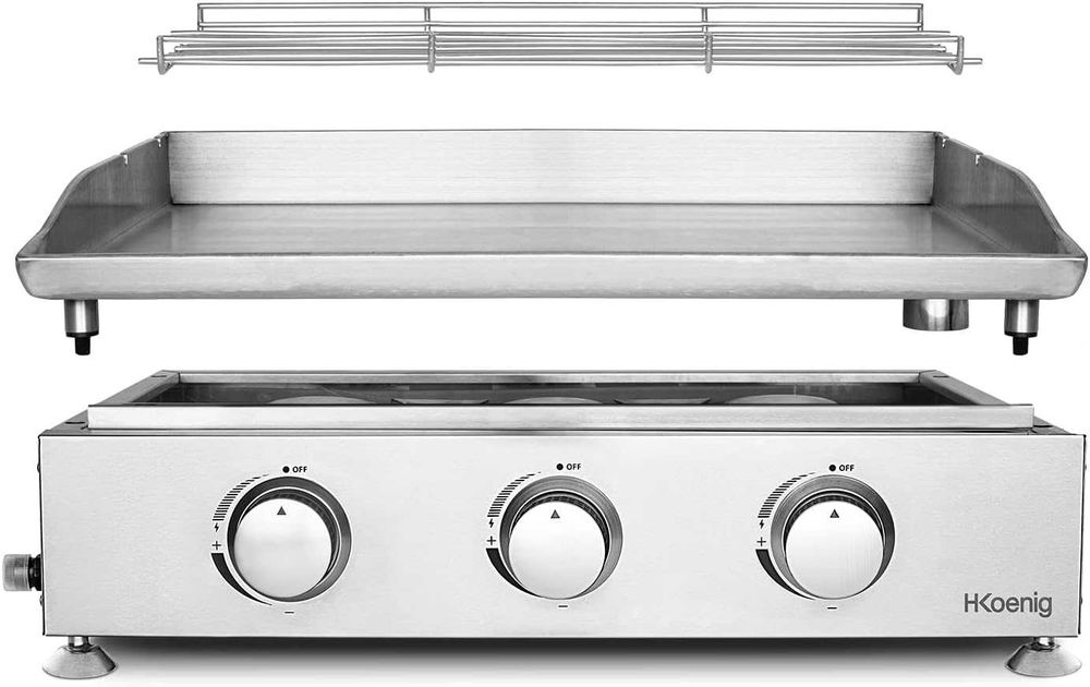 Скара на газ планча H.Koenig Plancha PLX830 с 3 горелки 350 градуса