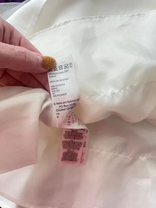 M&S Rochie Bebe trandafiri mătase albă