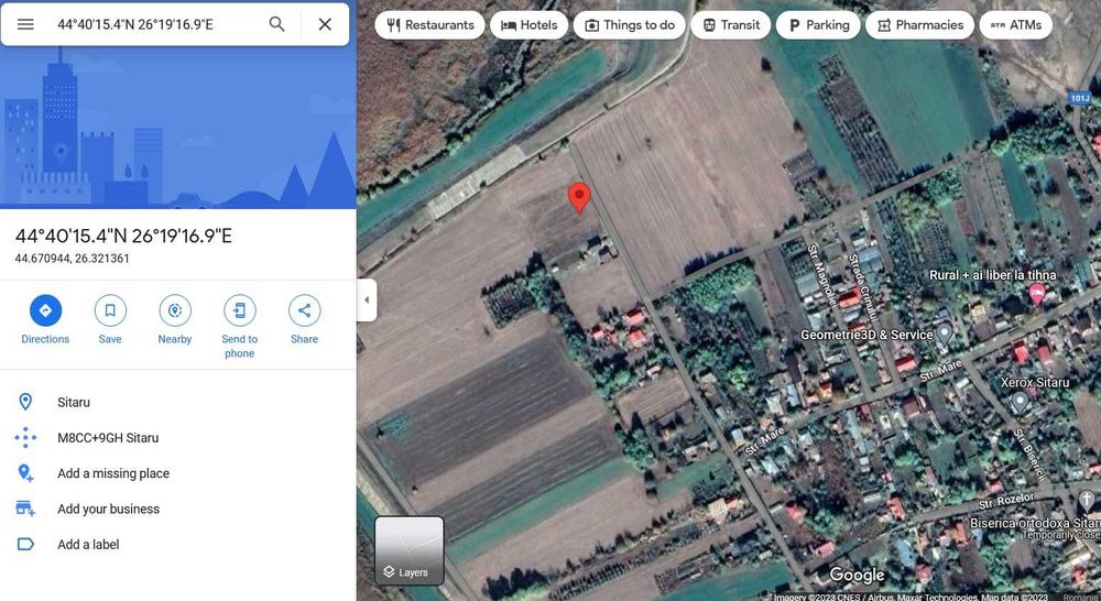 Teren intravilan 3200 mp, deschidere 47 m, Sitaru Grădiștea