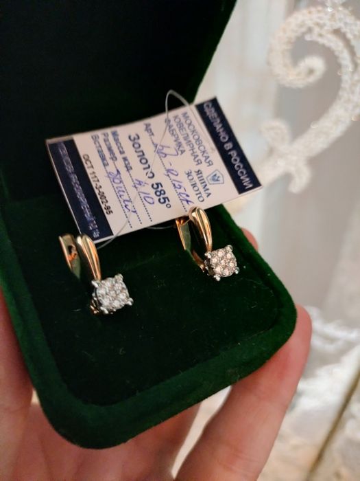 Российские серьги с бриллиантами 585 пробы