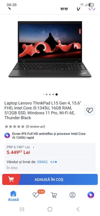 Vand laptop lenovo ThinkPad L 15  i5 1335 u ca nou