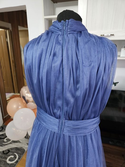 Rochie albastra din tull voal