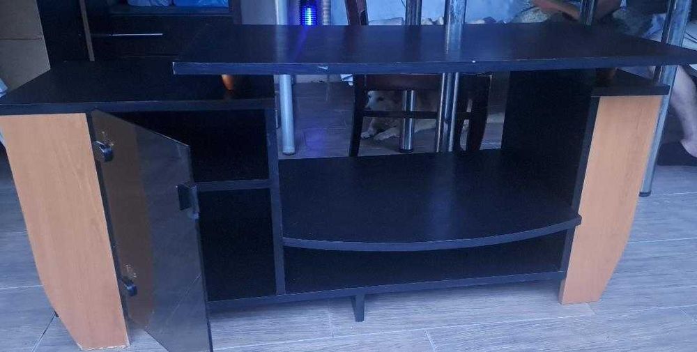 Comoda TV Mare L 125 cm / l 50 cm / H 60 cm, Cires cu negru, pal 20 mm