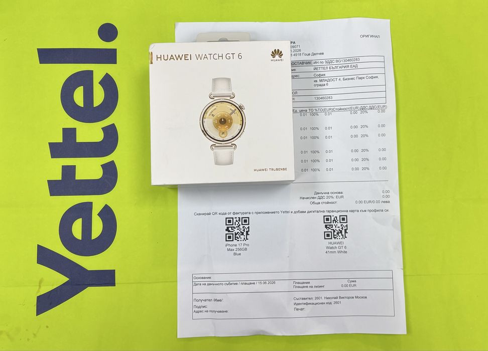 ***ЧИСТО НОВ 41mm Huawei watch GT 6 Гаранция Yettel 2028 GT6 White Leather