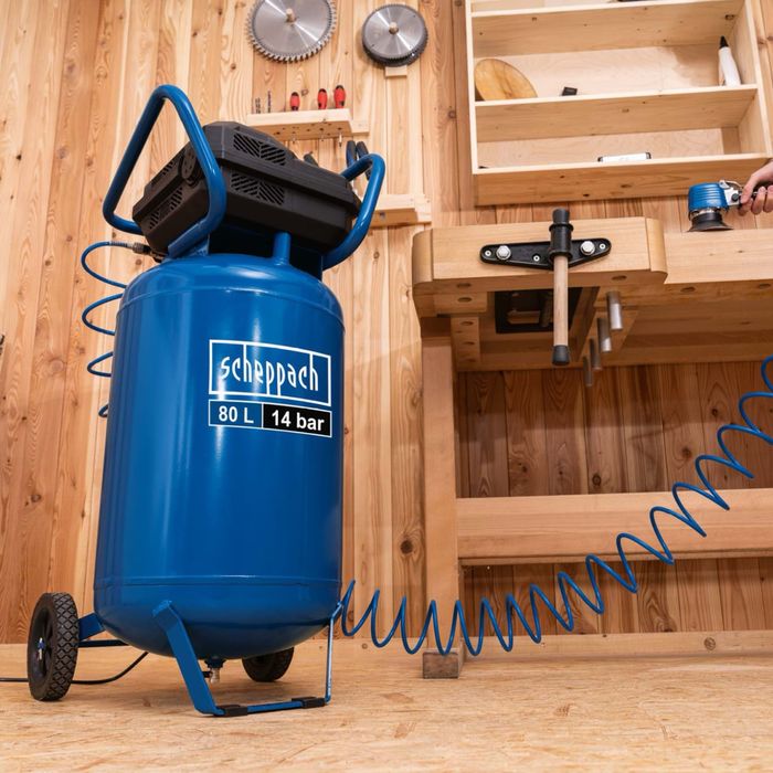 Безмаслен Компресор 14 bar, 80литра ,1700W,330 л/мин Scheppach HC85V