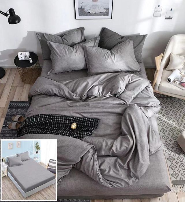 Lenjerie Pat Texas Px056, Bumbac, 4 Piese, Cu Elastic, Gri