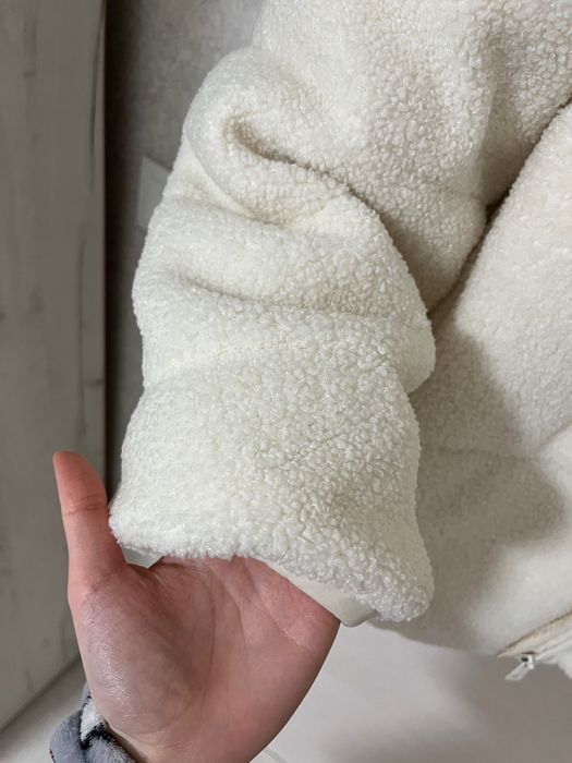 Тедди куртка бежевая оверсайз