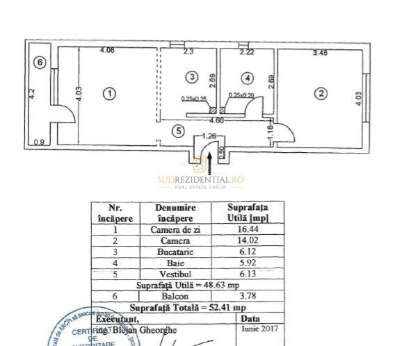 Apartament 2 camere – 52,41 mp zona Bd. Brancoveanu – Luica, Sector 4
