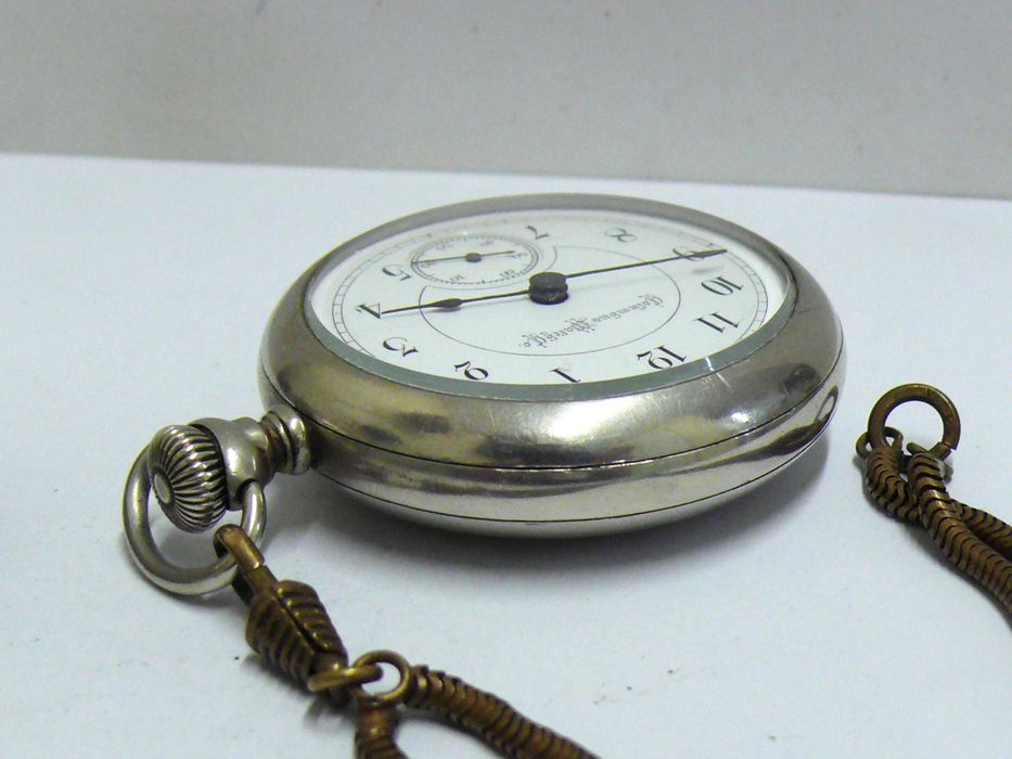 Стар Американски Columbus Watch Co. механичен джобен часовник, работещ