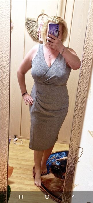 Rochie superba argintie de seara mar 44 46