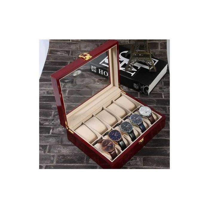 Casetă Ceasuri „Majestic Wood” – 10 Locuri, Finisaj Lemn Masiv