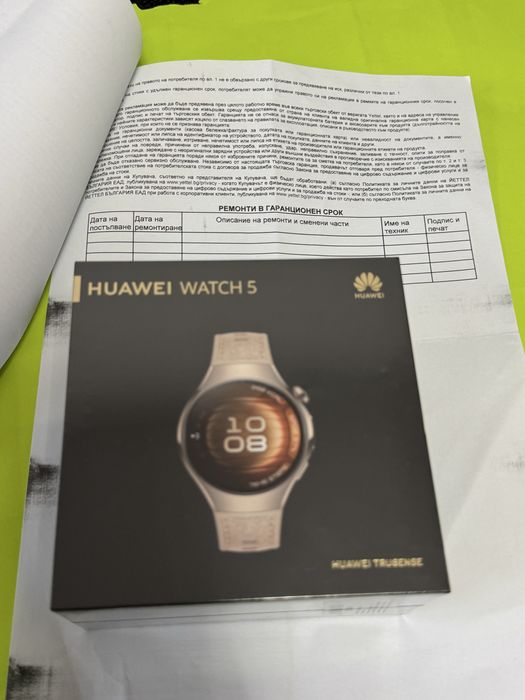 ЗАПЕЧАТАН 42mm Huawei Watch 5 Yettel Гаранция 2027г. Sand Gold Beige