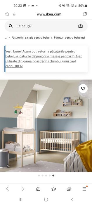 Pat bebe+masa de infasat IKEA