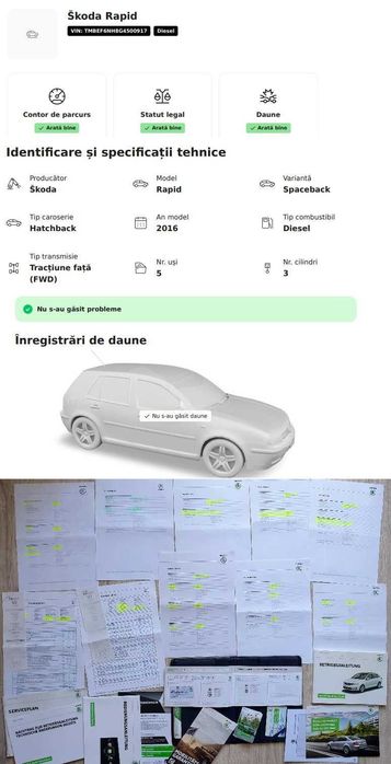 Skoda RAPID 2016 Euro 6 Diesel 90cp 158000 km Germania