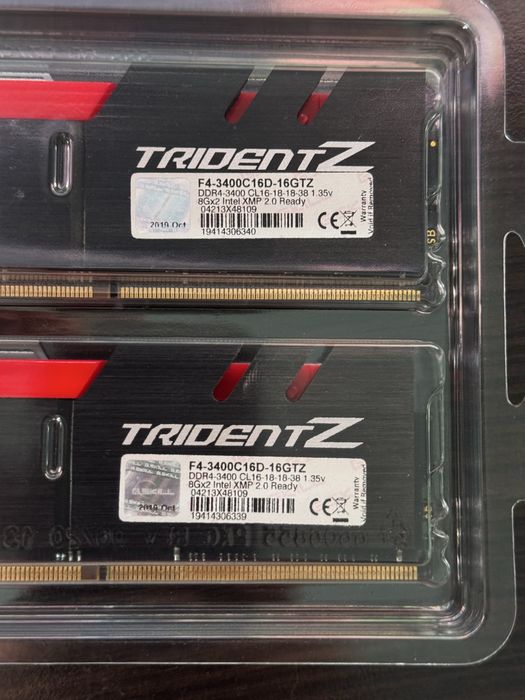 Kit G.SKILL Trident Z 16GB (2x8GB) DDR4-3400 CL16 1.35V