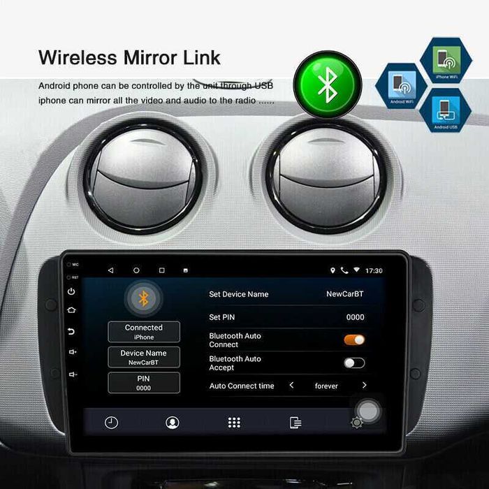 Навигация за Seat Ibiza Двоен дин Мултимедия за Seat Android Сеат 9"