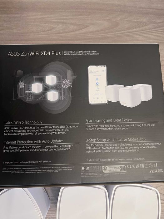 Sistem Mesh Asus ZenWifi XD4 Plus, 3 routere, DualBand, Wifi 6
