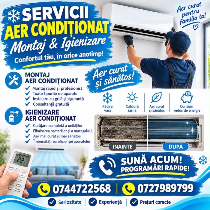 Servicii de montaj , igienizare si reparatii aere conditionate