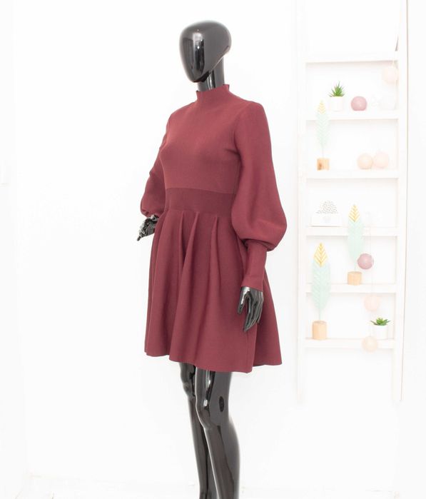 Ted Baker дамска рокля вишнава балон ръкави М