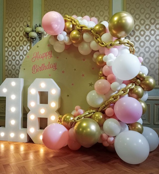 Arcada, Panou baloane, Litere luminoase, Decor, Majorat,Botez, Nunta