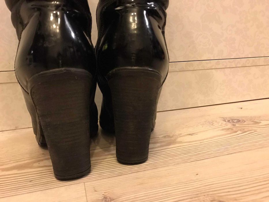 Дамски ботуши черни, естествена кожа