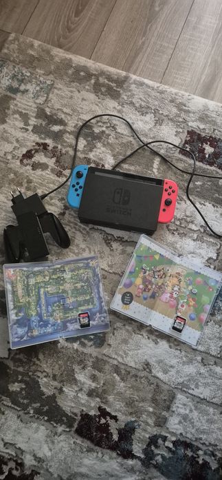 Consolă Nintendo Switch Neon Red/Blue + Dock + 2 Jocuri Fizice