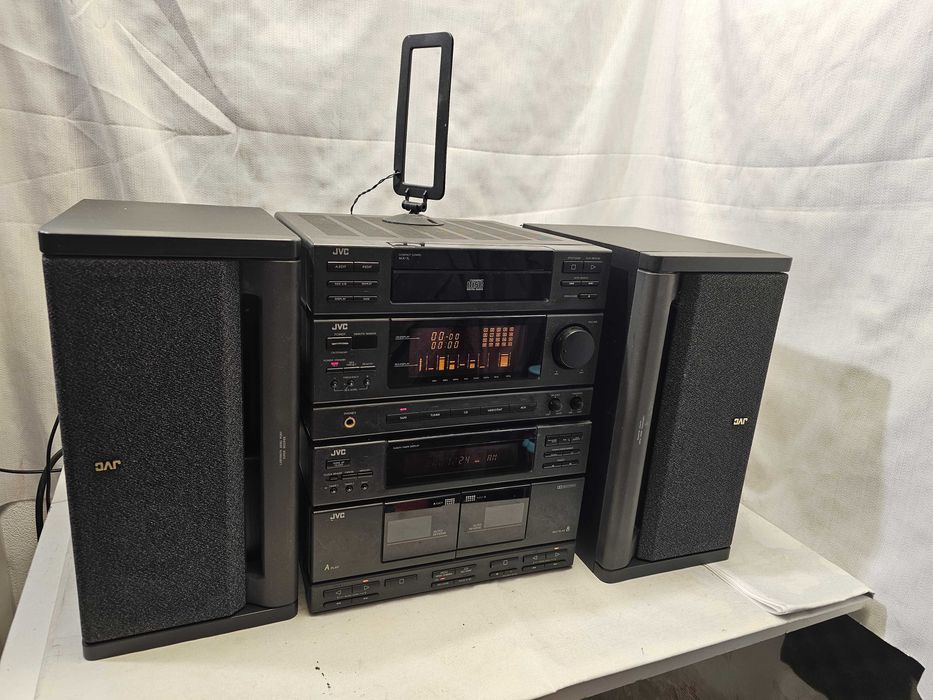 Sistem Audio Hi-Fi JVC MX-1L - CD Player, Dublu Cassette, Tuner, Boxe Bi-Wiring SP-MX1BKE Combina JVC