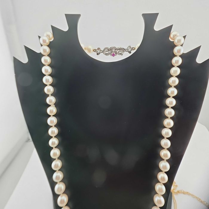 Colier perle naturale aur 18k si rubin natural