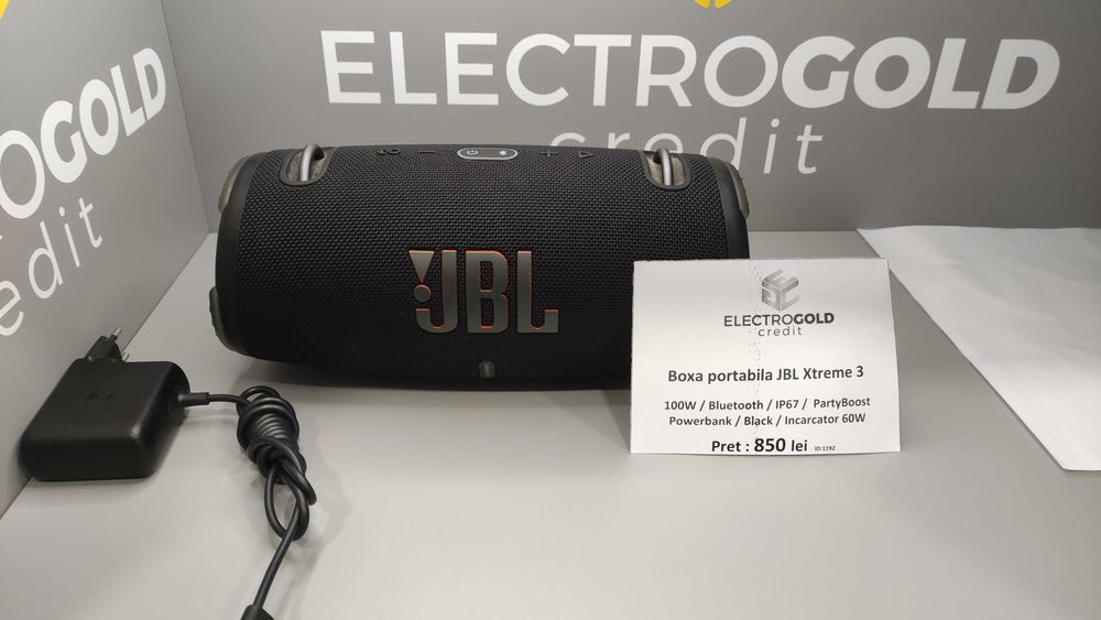 Boxa JBL Xtreme 3 Bluetooth/100W/Black/Incarcator 60W/IP67/PartyBoost
