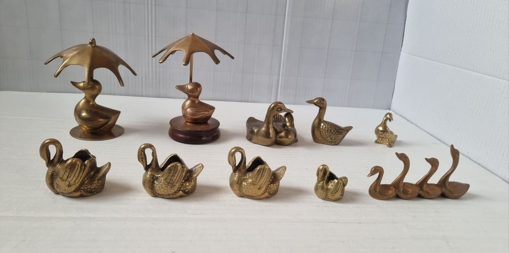 Lot rățuște și lebede din bronz/alamă