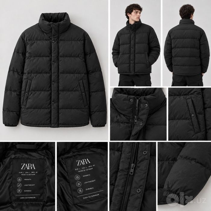 Куртка мужская ZARA чёрная пуховик, размер L]